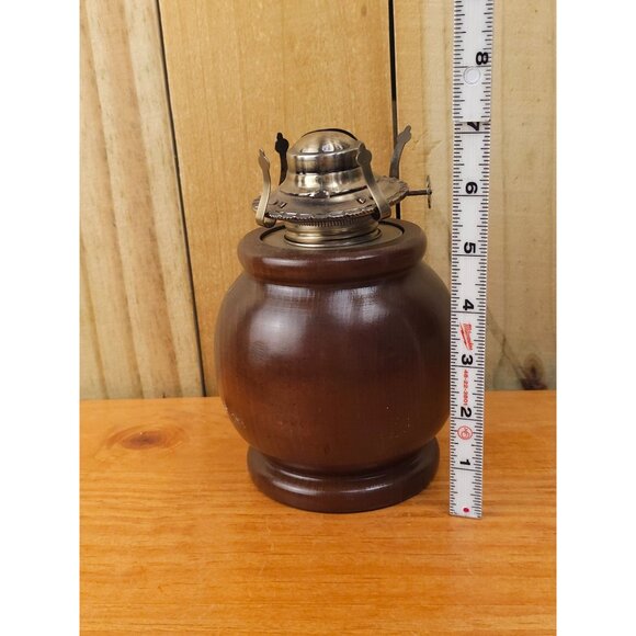 Vintage Primitive Oil Lamp with Wooden Base - Picture 9 of 9